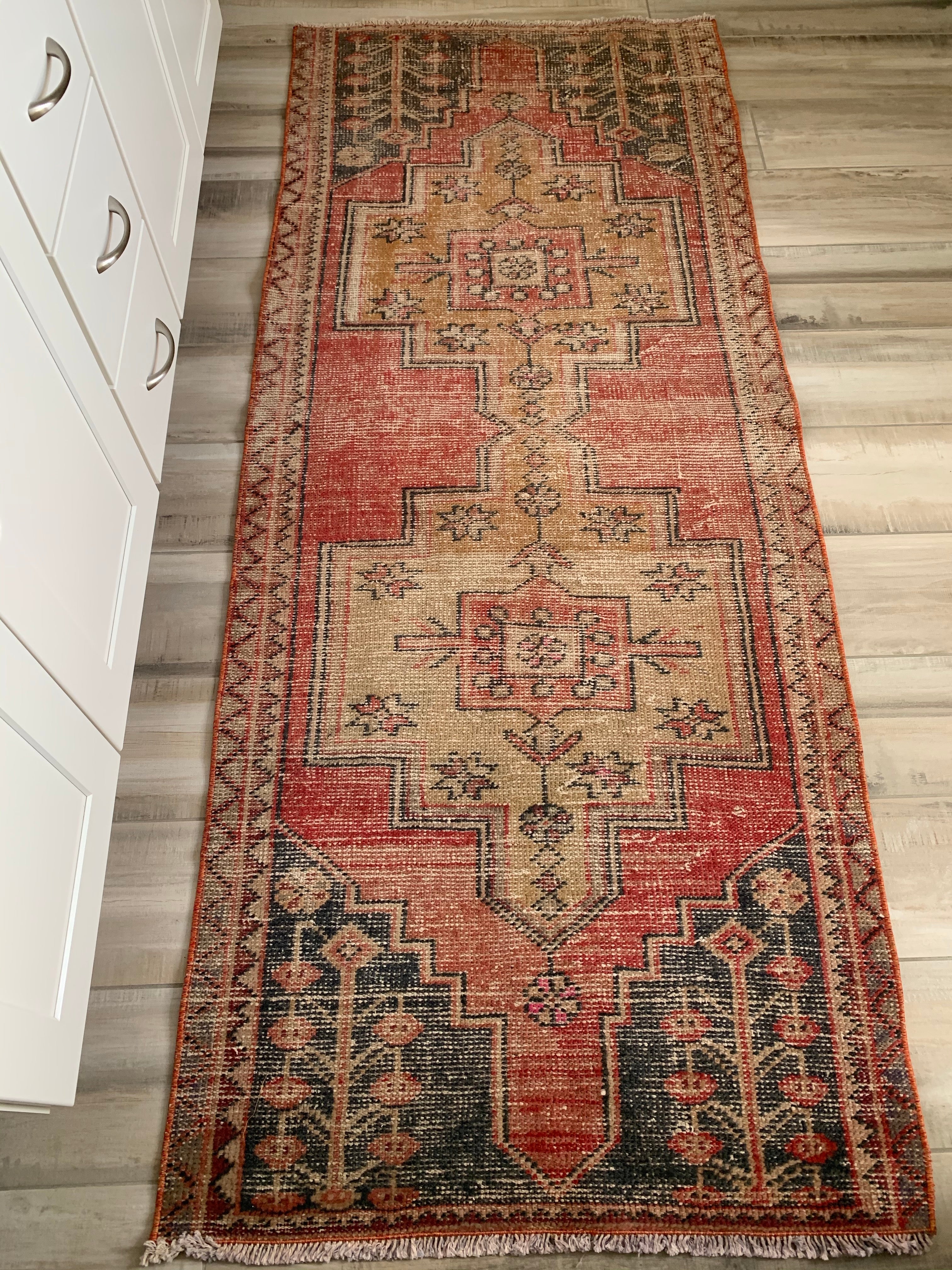 Turkish Rug, Runner Rug, Vintage Rug, Home Decor Rug, 43x126 inches Red Carpet, Outdoor Rug, Stair Rug, Organic Kitchen Rug, popular 10243